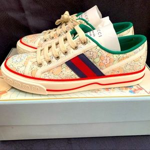 Gucci Tennis 1977 Liberty London Canvas Sneaker Size 37